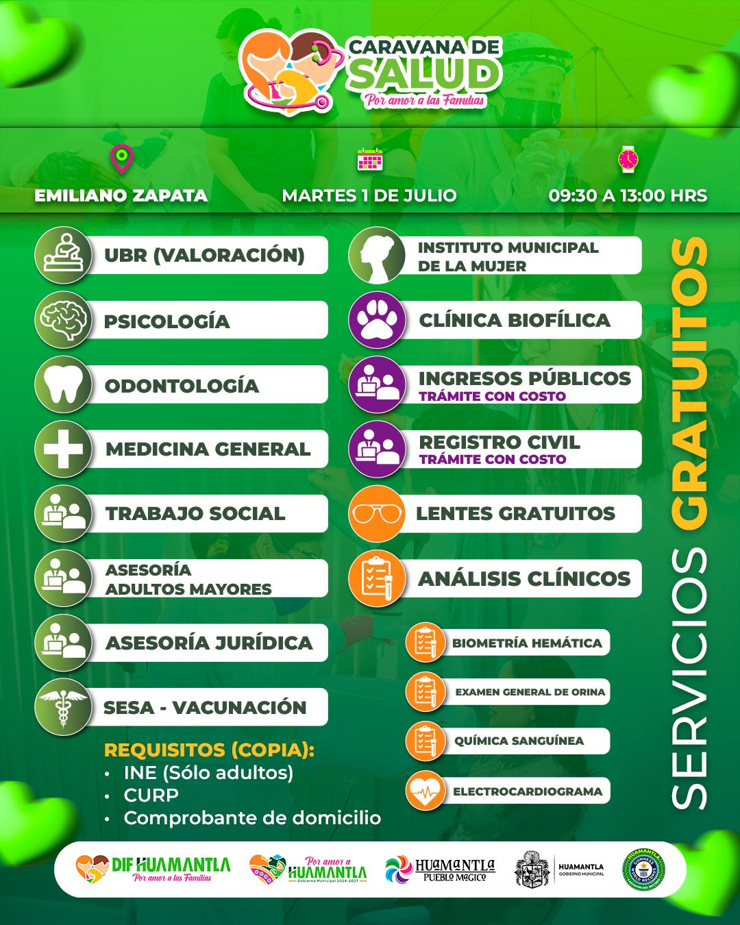 Caravana de Salud y Servicios del Ayuntamiento de Huamantla llegará este martes a la colonia Emiliano Zapata